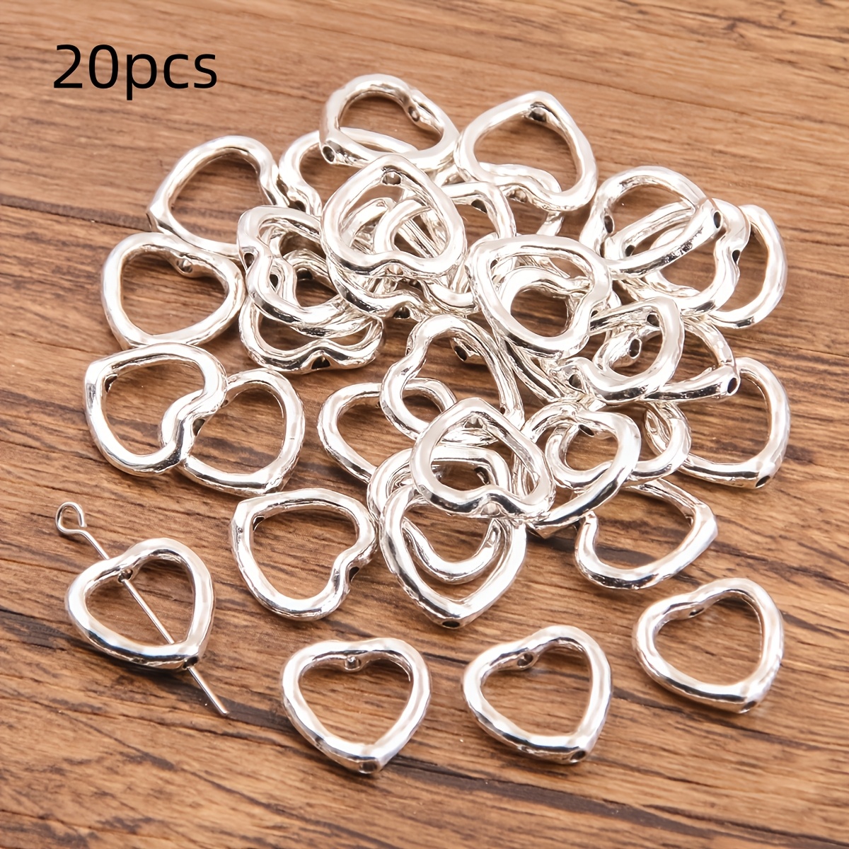 Image of 20pcs Heart-shaped Small Hole Beads, Beads For Handmade Jewelry Making Bracelet Necklace Earrings Additions 14mm