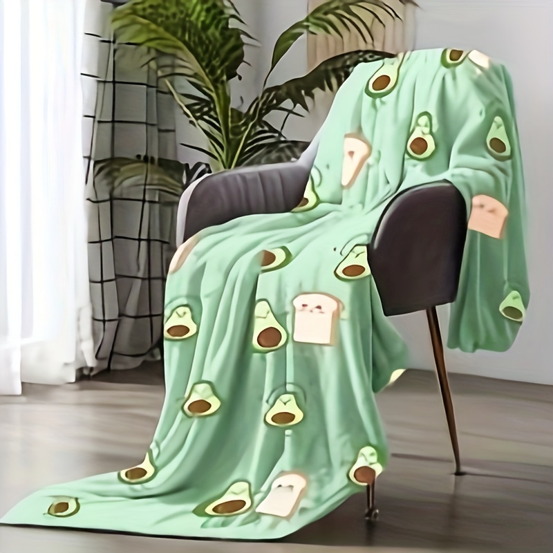 

Green Avocado Blanket, Flannel Blanket Single Nap Blanket 50*60 (in) Small Fresh Blanket Holiday Gift Blanket