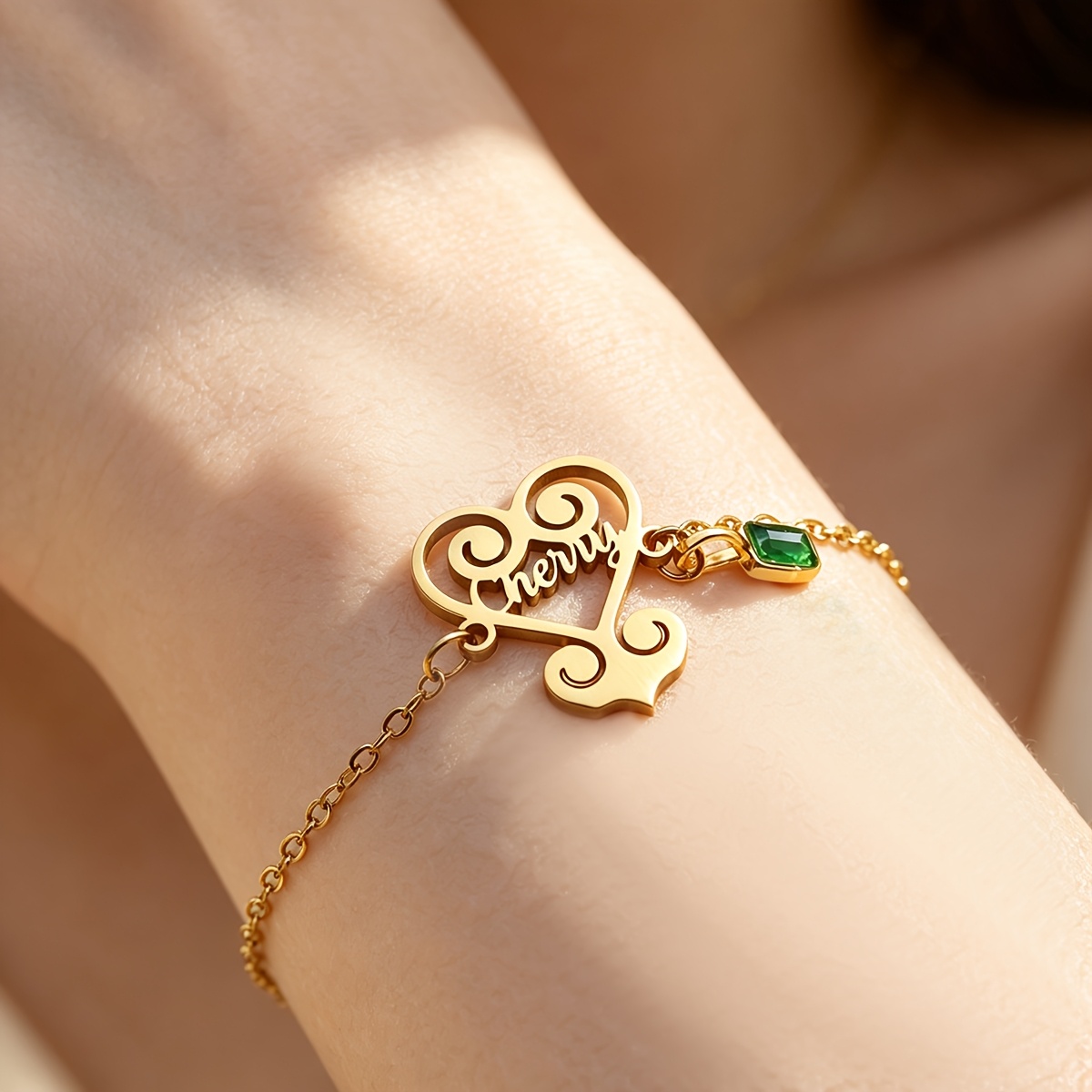 Personalized Engraved Heart Name Bracelet, Stainless Steel