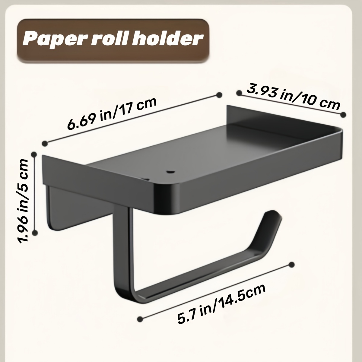 TEMU 1pc Toilet Tissue Storage Rack, Suitable For Storing Roll Paper, Mobile Phones, Watches, And Black Toilet Storage Rack, Suitable For Storage In
