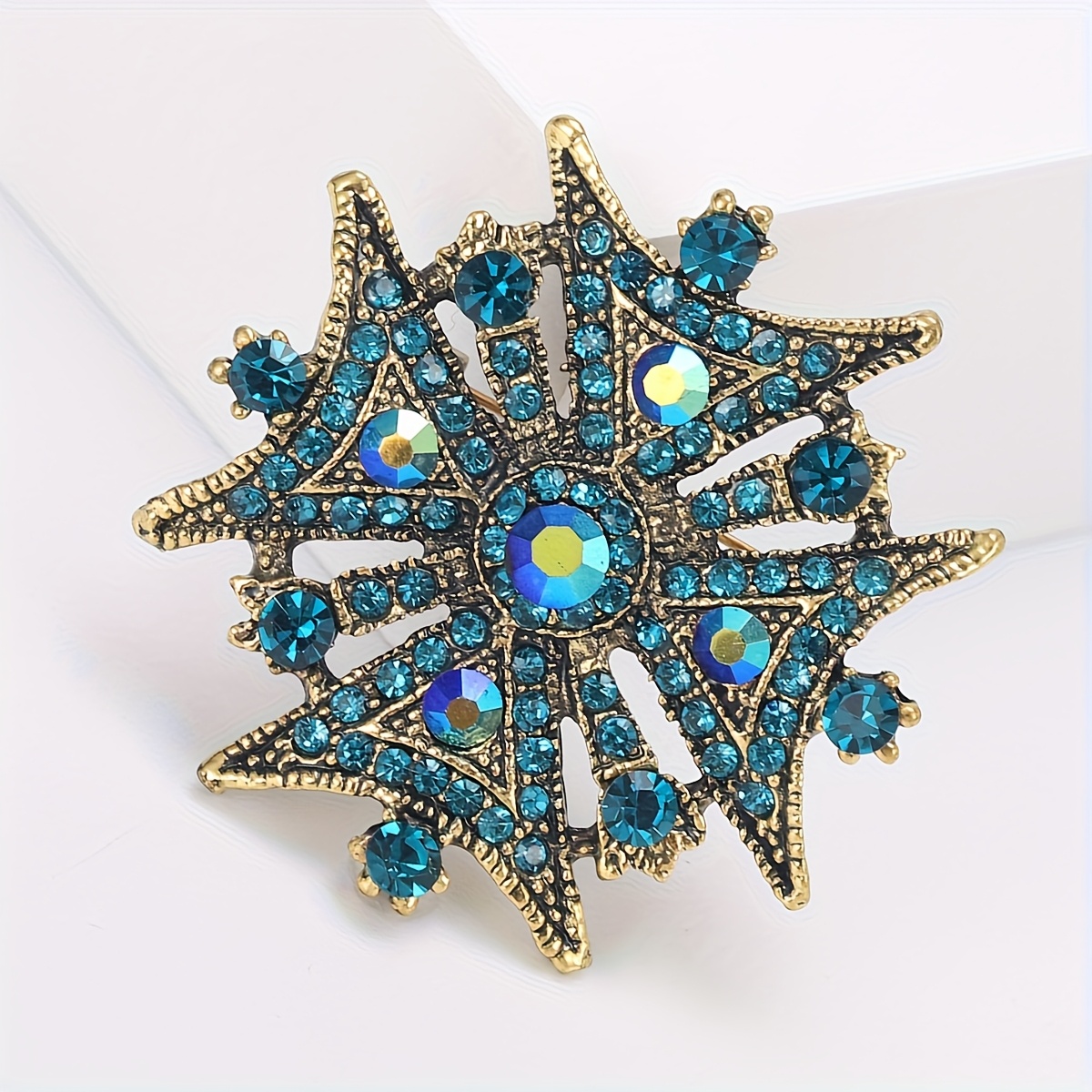 Vintage Snowflake Rhinestone Brooch for Women