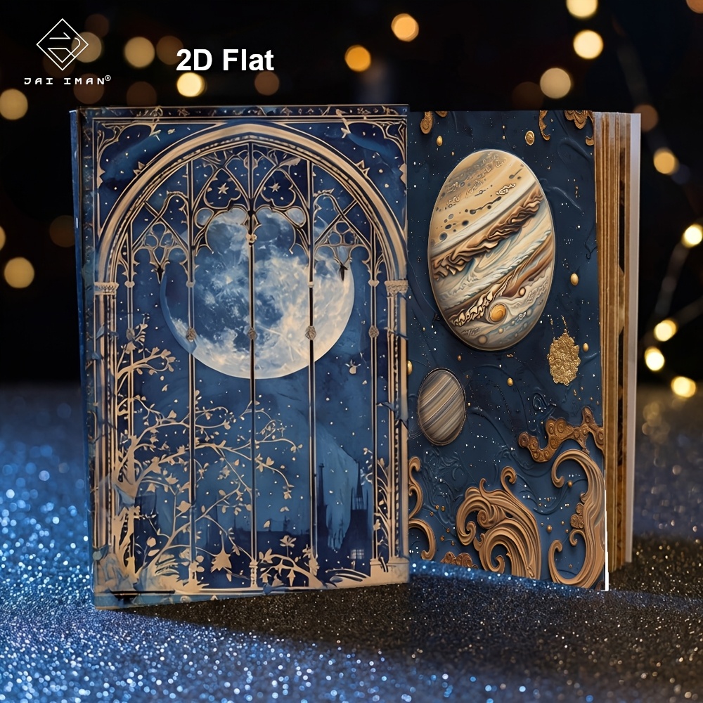 TEMU Jai Iman 96 Pages (non-repeating Patterns) A5 Size Junk Journal Book With Celestial Galaxy For Surprise And Travel Notebook, , Memo, Hand ,