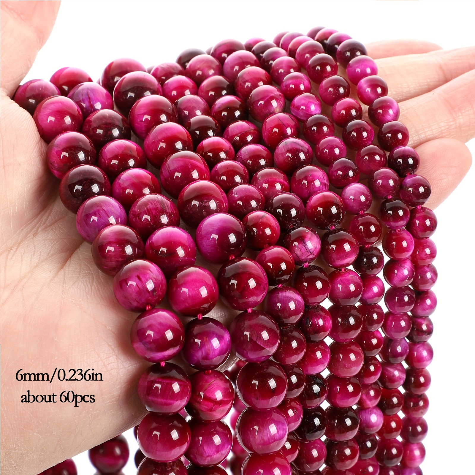 TEMU 7a Quality Eye Stone Round Loose Beads For Jewelry Making Diy Charm Bracelet 4-10mm
