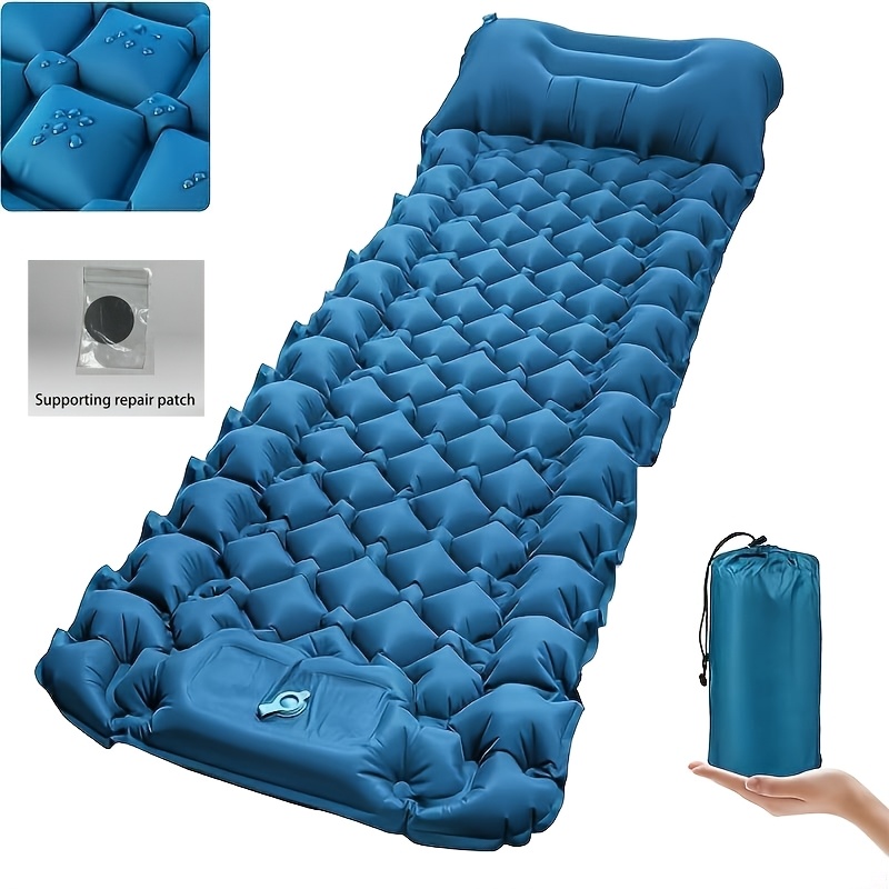 single person outdoor air mattress 1 minute quick inflation extra thickness puncture proof essential for camping hiking picnics lightweight portable foldable moisture proof mat must have outdoor gear for summer trips  
