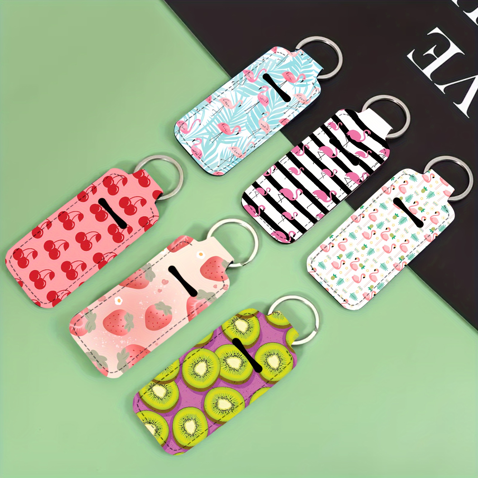 

6pcs Neoprene Keychain - Portable Lip Sleeves, For & Use - For And