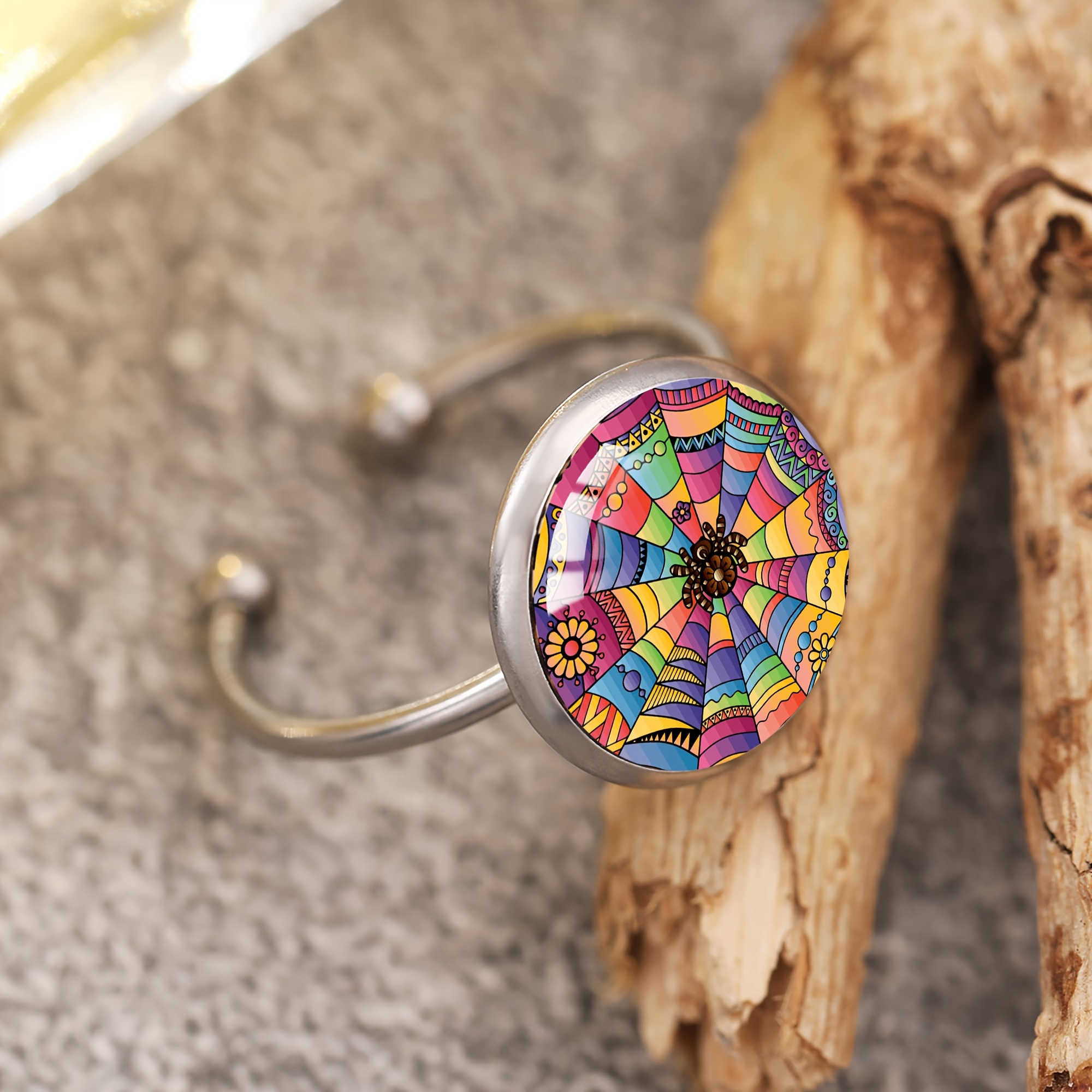 Unisex Mandala Secret Language Pattern Stainless Steel Ring