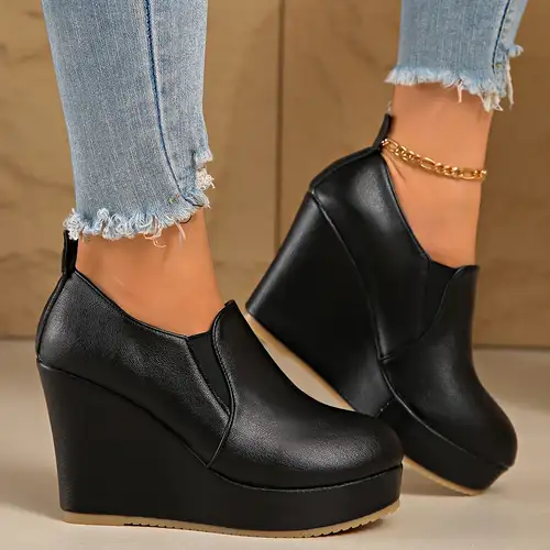 High Heel Black Platform Wedge Ankle Boots Black XY London 'Roweena' High Wedge Heel Platform Ankle High Heel Black Platform Wedge Ankle Boots Black XY London 'Roweena' High Wedge Heel Platform Ankle