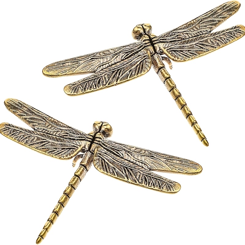 TEMU 2pcs Set Dragonfly Metal Ornament, Metal Statue Decoration, Insect Figurine, Suitable For Home, Office, Desktop, Garden, Tabletop Decor