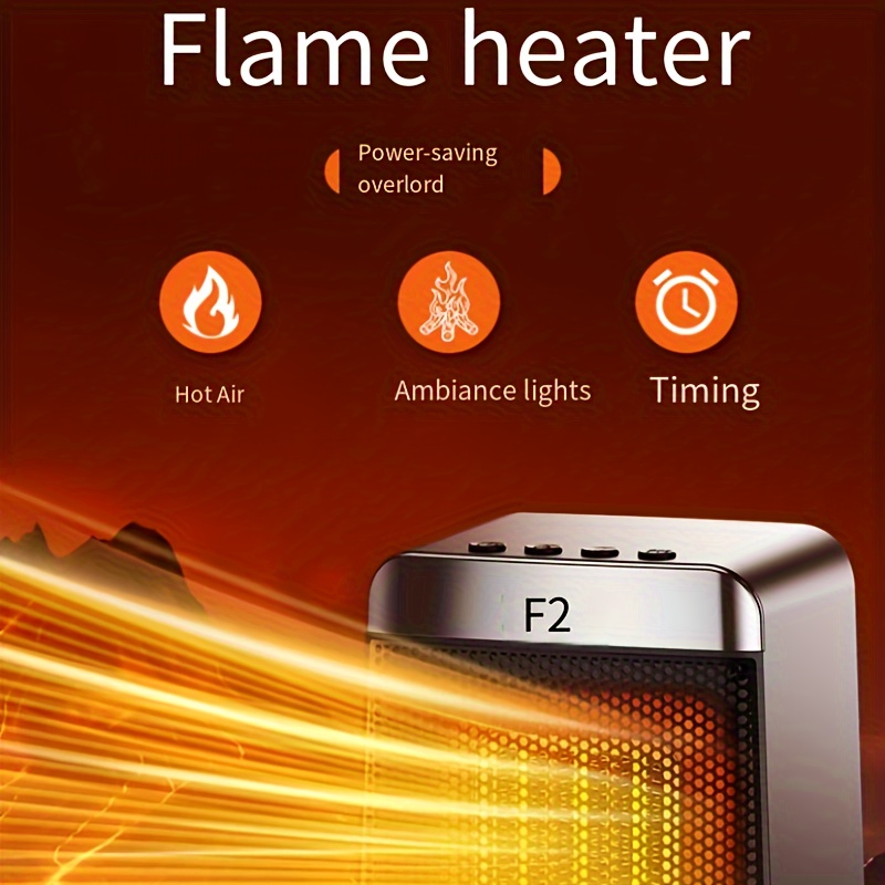 1000w smart electric fan heater with adjustable thermostat timer led display portable ceramic ptc   desktop warmer for home office energy   power outage safeguard for winter details 9