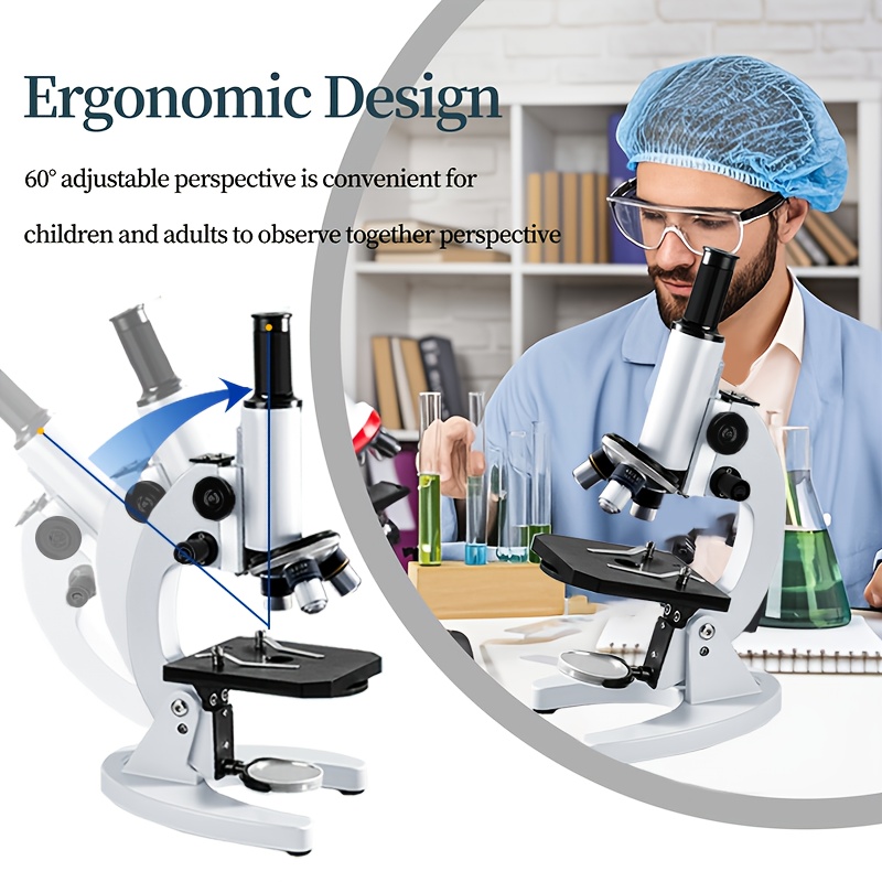 Monocular Microscope, 64x-2400x Microscope with Gift Box, Desktop Microscope for School Science Biology Experiments, Digital Microscope Scientific Research Student Microscope