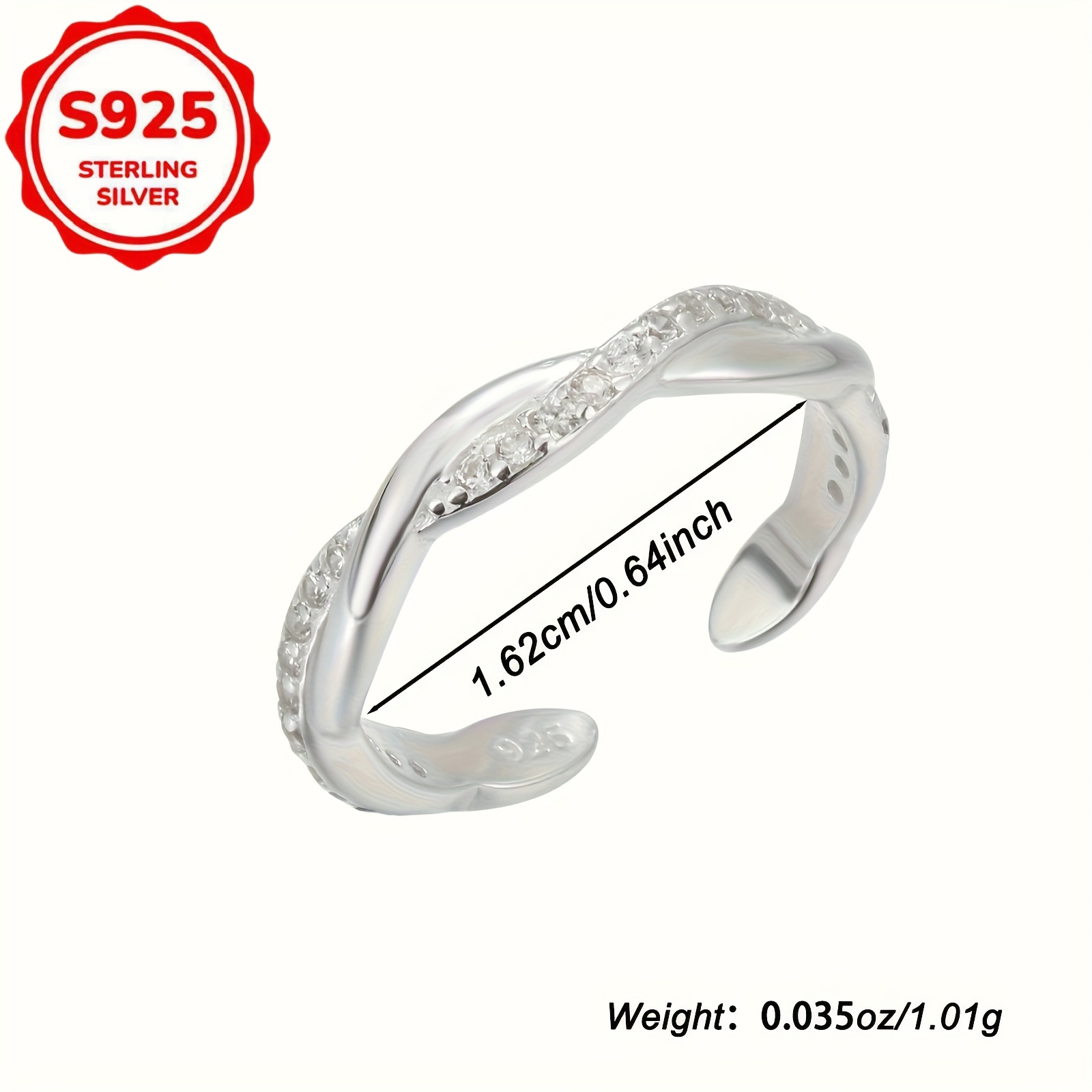S925 Silver Wavy Cross Open Toe Ring, Summer Accessory
