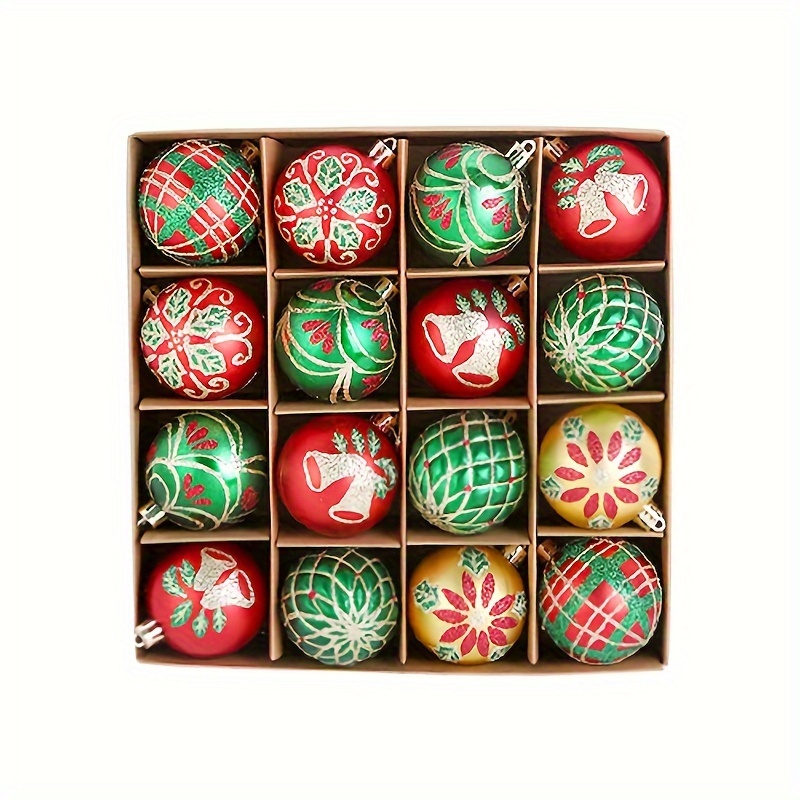 

16-piece Christmas Ornament Set - Festive Tree Decorations, Hanging Balls For Holiday & Wedding Celebrations, Durable Plastic Holiday Decorations Holiday Decor
