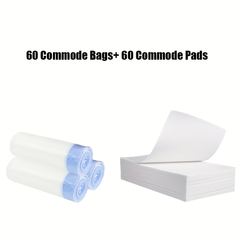 Image of 120pcs Portable Toilet Bags With Absorbent Pads, Disposable Commode Liners For Camping, Travel, Car Emergency And Outdoor Use