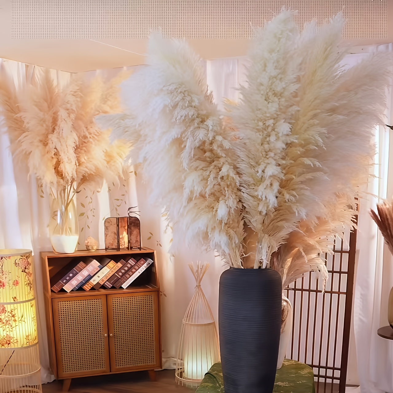 TEMU High-quality Pampas Grass - 38.5 Inches Tall, Stylish And Minimalist, Suitable For Weddings, Living Room Floors, Farmhouses, Gardens, Bohemian