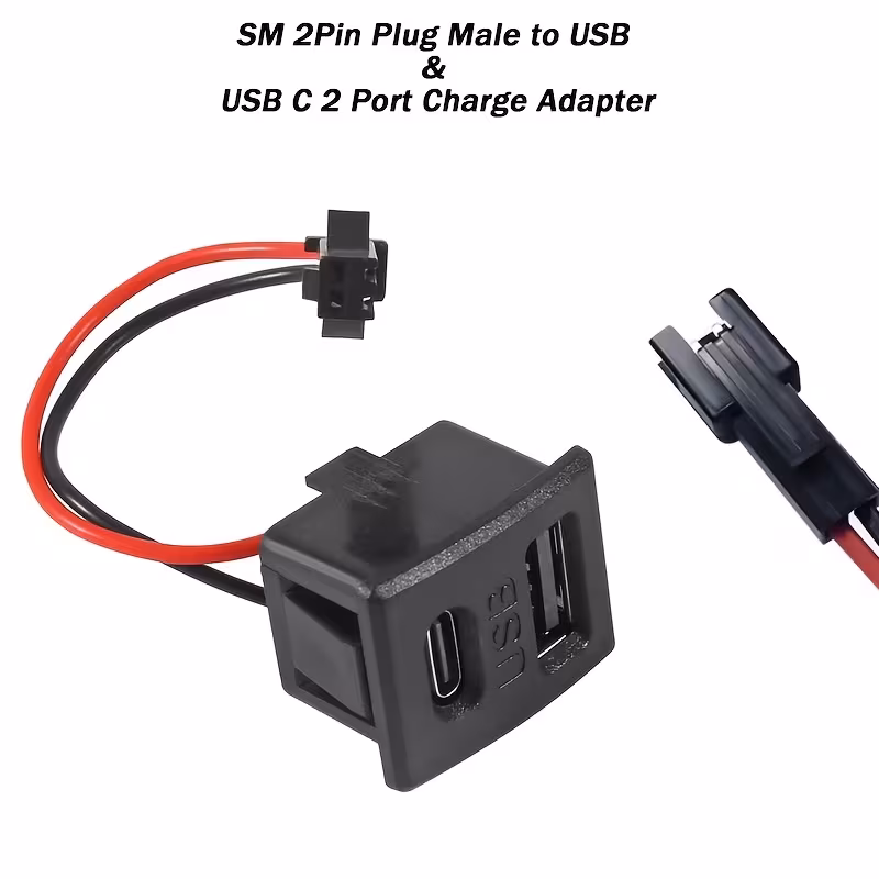 2pcs usb type c dual port charging connector 5v 2a jst 2pin plug to usb usb type c female flush mount 2 port adaptor socket for led etc Product details 3