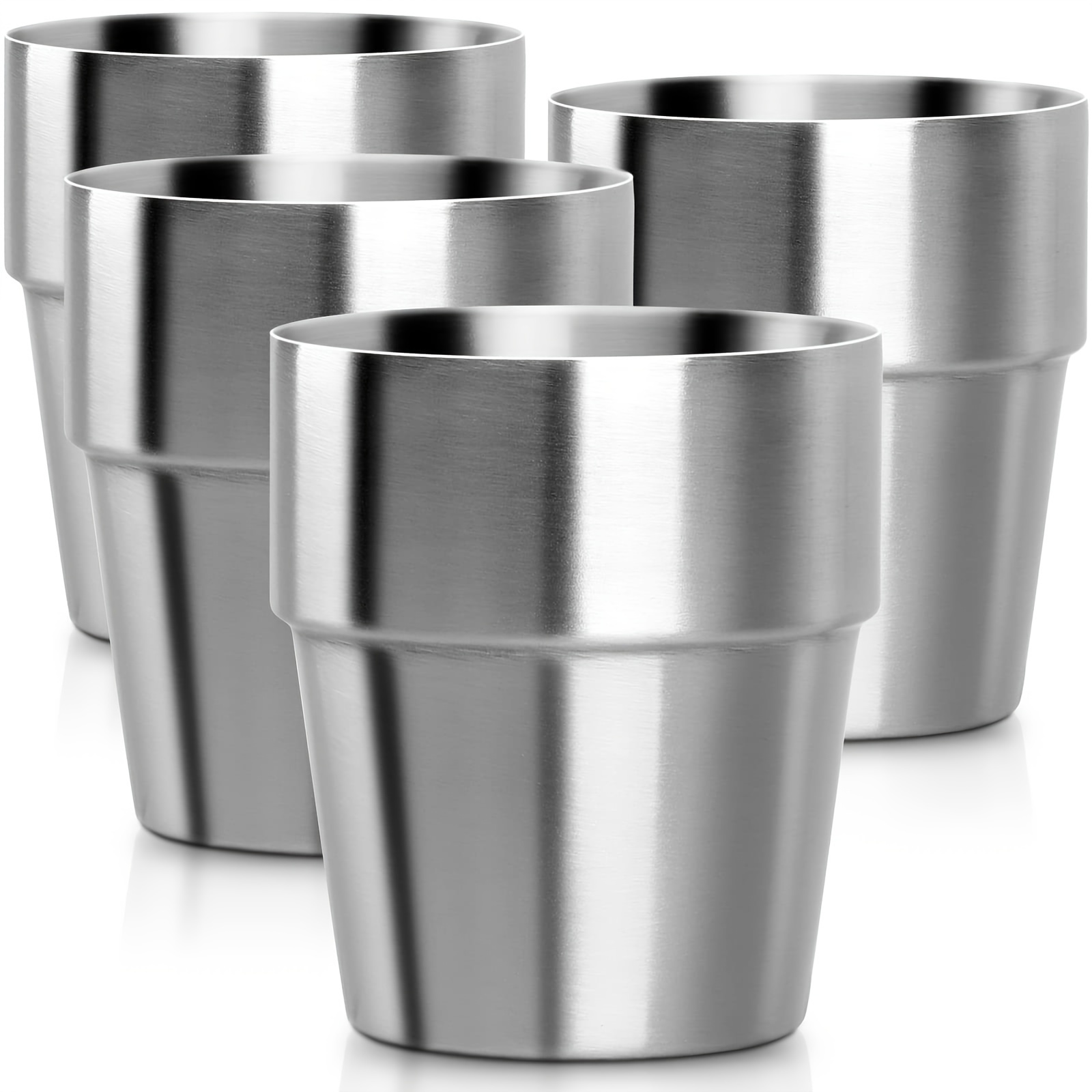4/8pcs Stainless Steel Beer Mug - Premium Stackable Tumbler Metal Cup, Coffee Cup/tea Cup/beer Cup, Suitable For Outdoor Travel, Camping, And Daily Use(6oz/10oz)