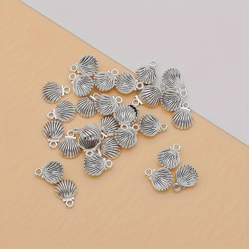 TEMU 30 Piezas de Conchas de Aleación de , Colgantes Antiguos Plateados para Hacer Pulseras, Aretes y Collares DIY, Manualidades con Conchas