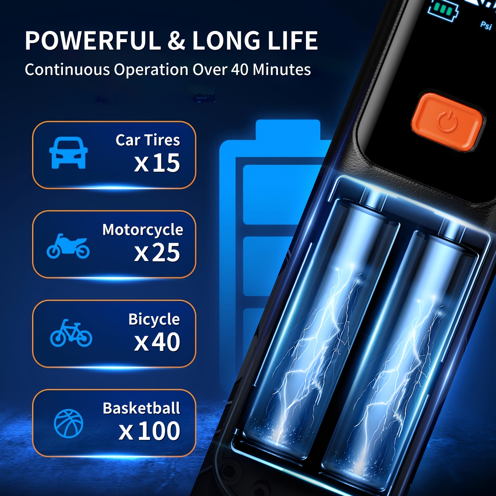 Air Pump For Car Tires, Tire Inflator Portable Air Compressor, Tire Air Pump For Car, Suitable For Bicycle Tires, Motorcycle Tires, And Various Types Of Balls, Portable Air Compressor For Tire Inflator, Tire Pressure Gauge, Car Accessories 11 Air Pump For Car Tires, Tire Inflator Portable Air Compressor, Tire Air Pump For Car, Suitable For Bicycle Tires, Motorcycle Tires, And Various Types Of Balls, Portable Air Compressor For Tire Inflator, Tire Pressure Gauge, Car Accessories - Image 11