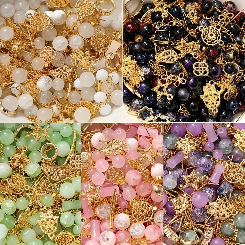 

50g Colorful Random Mix Glass Beads Golden Pendant Charms For Diy Jewelry Making Special Beaded Decorative Accessories
