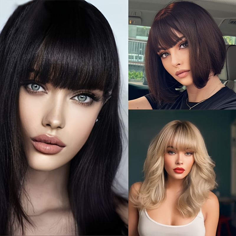   clip in wispy bangs for women natural look synthetic hairpieces heat resistant details 0