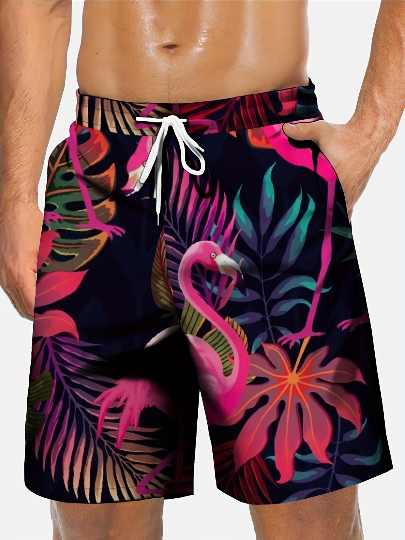 Men's Casual Fish Print Active Shorts Drawstring Beach - Temu