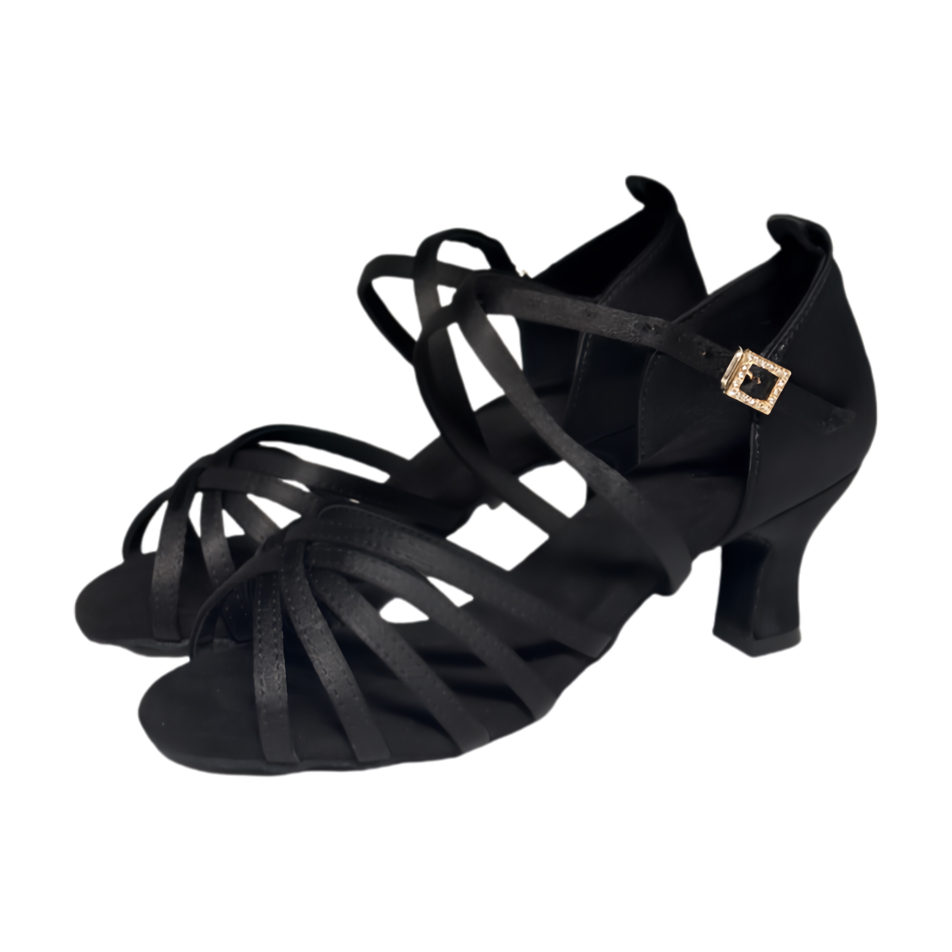 Classic Women'S *-Heel Modern Dance Shoes, Satin Material with  Two Lace-Up Options, Suitable for Latin and Ballroom Dancing,