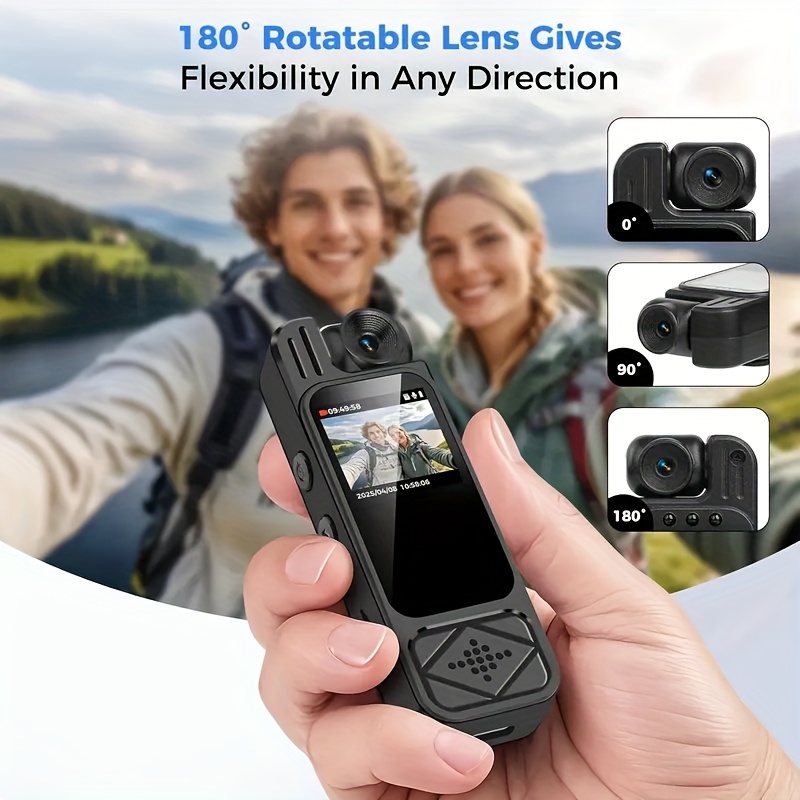Intelligent Recording Device - 1080P High Definition Body Camera, Lens That Rotates 180 Degrees, Portable Handheld Camcorder, USB Rechargeable, Ideal Present for Celebrations And Anniversaries