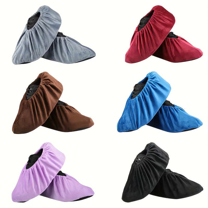 

Reusable Velour Shoe Covers With Non-slip Sole, Acrylic Casual Foot Protectors, Hand Washable Professional Grade Indoor Overshoes, Double Pack - Unplated And Non-braided