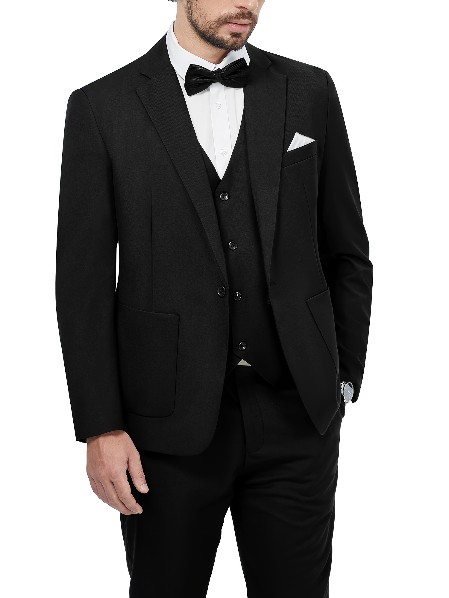 Men Big And Tall Piece Suits Plus Size Tuxedo Set Solid Color Suits  Jacket Vest Pant For Business Party Wedding