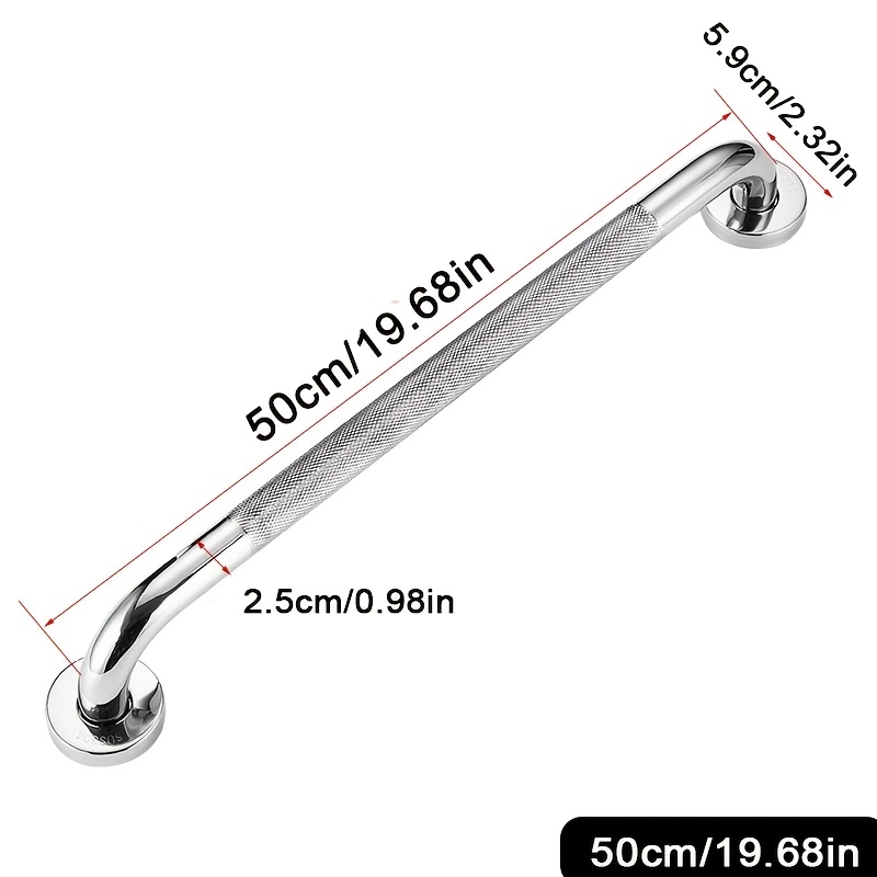 Image of Stainless Steel Non-slip Knurled Handrail Bathroom Toilet Handrail Disabled Elderly Bathroom Handrail