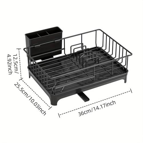 estante para platos, rápido para vajilla, con bandeja de drenaje y tubo giratorio, estante multifuncional de cocina para encimera, ideal para guardar cuchillos, tenedores, tazas y accesorios de cocina