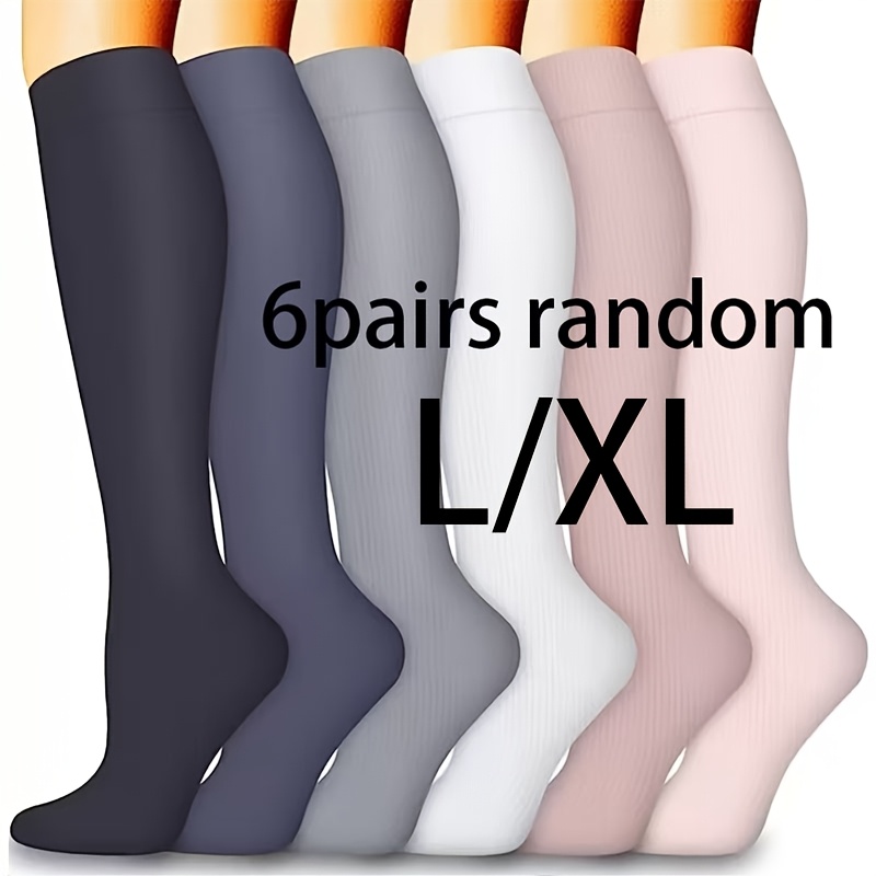 TEMU 6 Calze a Compressione Lunghe Casuali, Adatte per , Calze a Compressione Sportive Fitness, Calze a Pressione per Ciclismo Outdoor, Calze Lunghe,