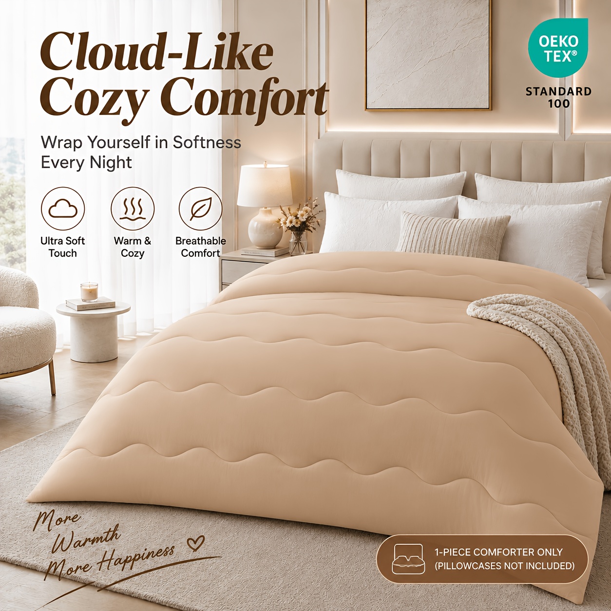 TEMU Comforter, Cloud-like Bedding Comforter, Breathable Warm Lightweight Quilt, Machine Washable, 1pc Only, Pillowcases Not Included