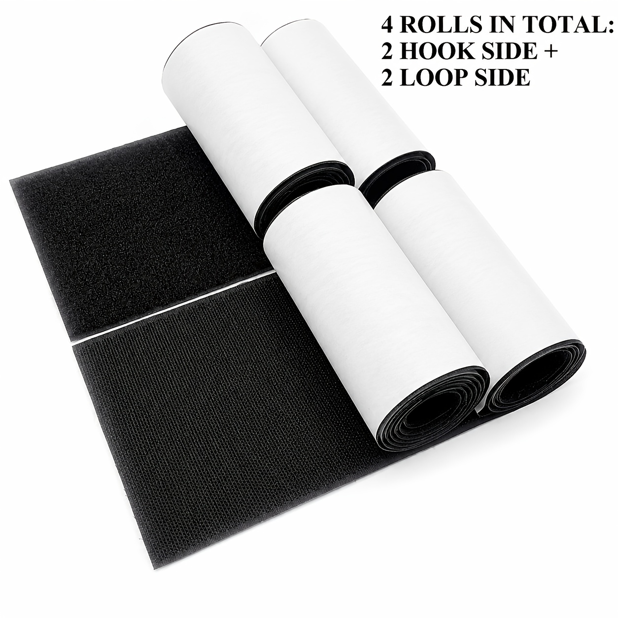 TEMU en nylon robustes - 4 rouleaux, ultra-larges 5.0Cm, support adhésif puissant, coussin de canapé antidérapant, bandes de fixation pour tapis et