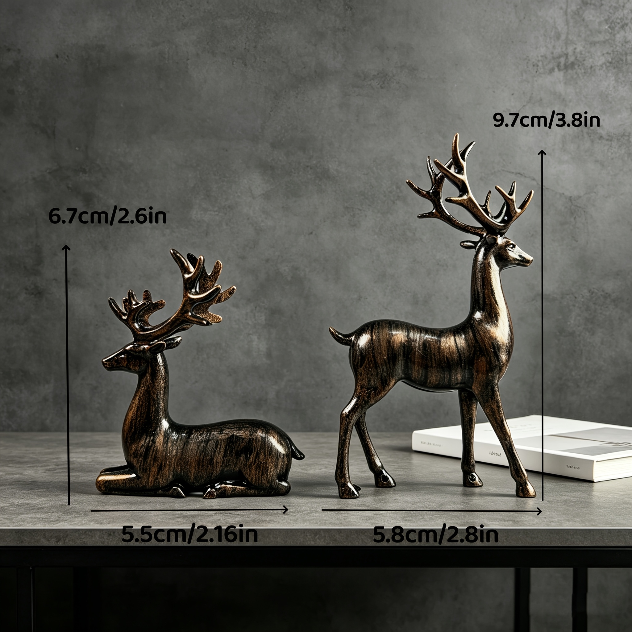 TEMU Vintage Bronze Color Elk Statue Ornament, With A Vintage Bronze Color Texture, Suitable For Decorating Living Rooms, Foyer Cabinets, Wine