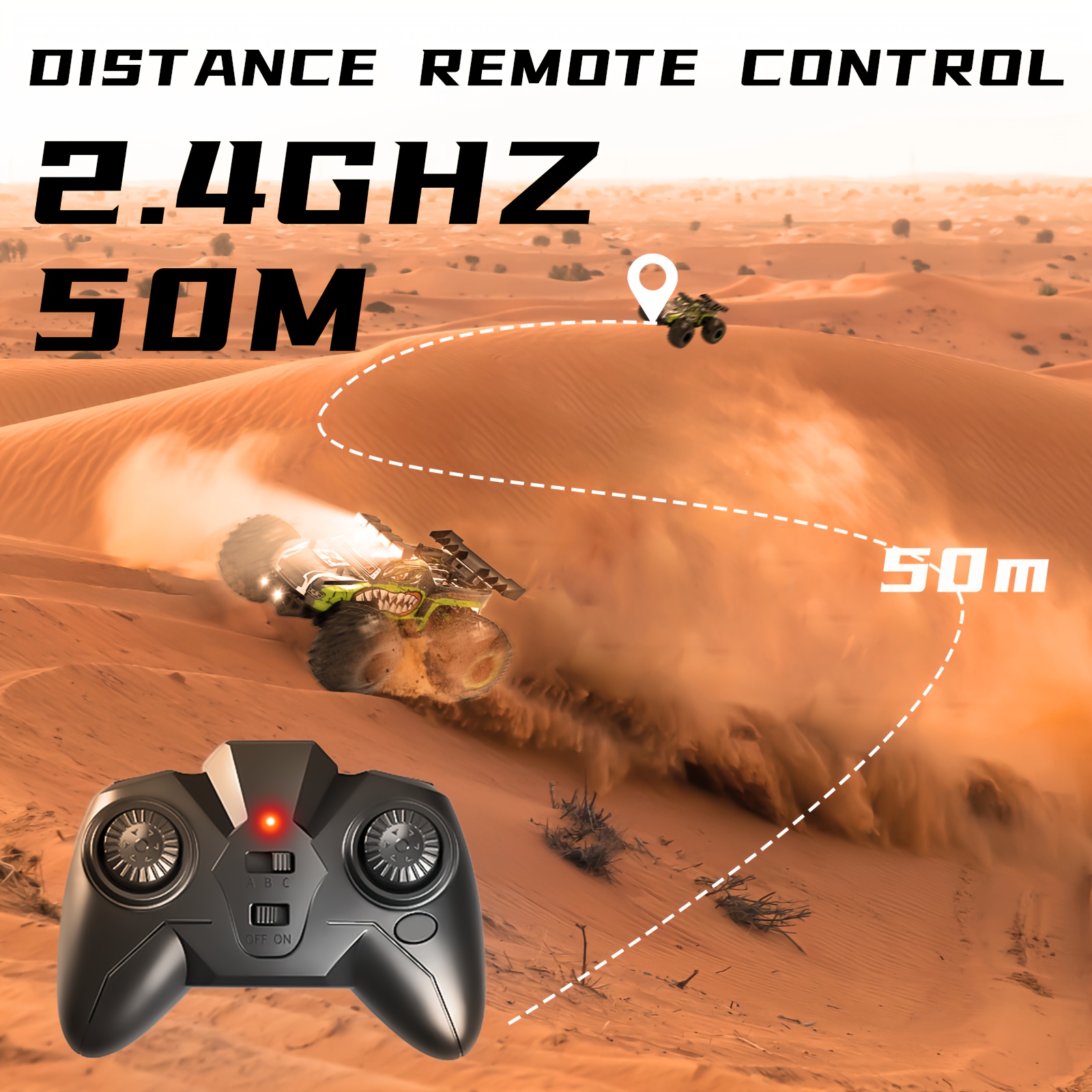 Remote Control Car, Rc Cars For Boys 2.4Ghz Rc Truck Toys With Headlights And Car Body Lights, 20 KM/H Off Road Remote Control Monster Truck, Ideal Gift For Kids, Dual Batteries With Screwdriver