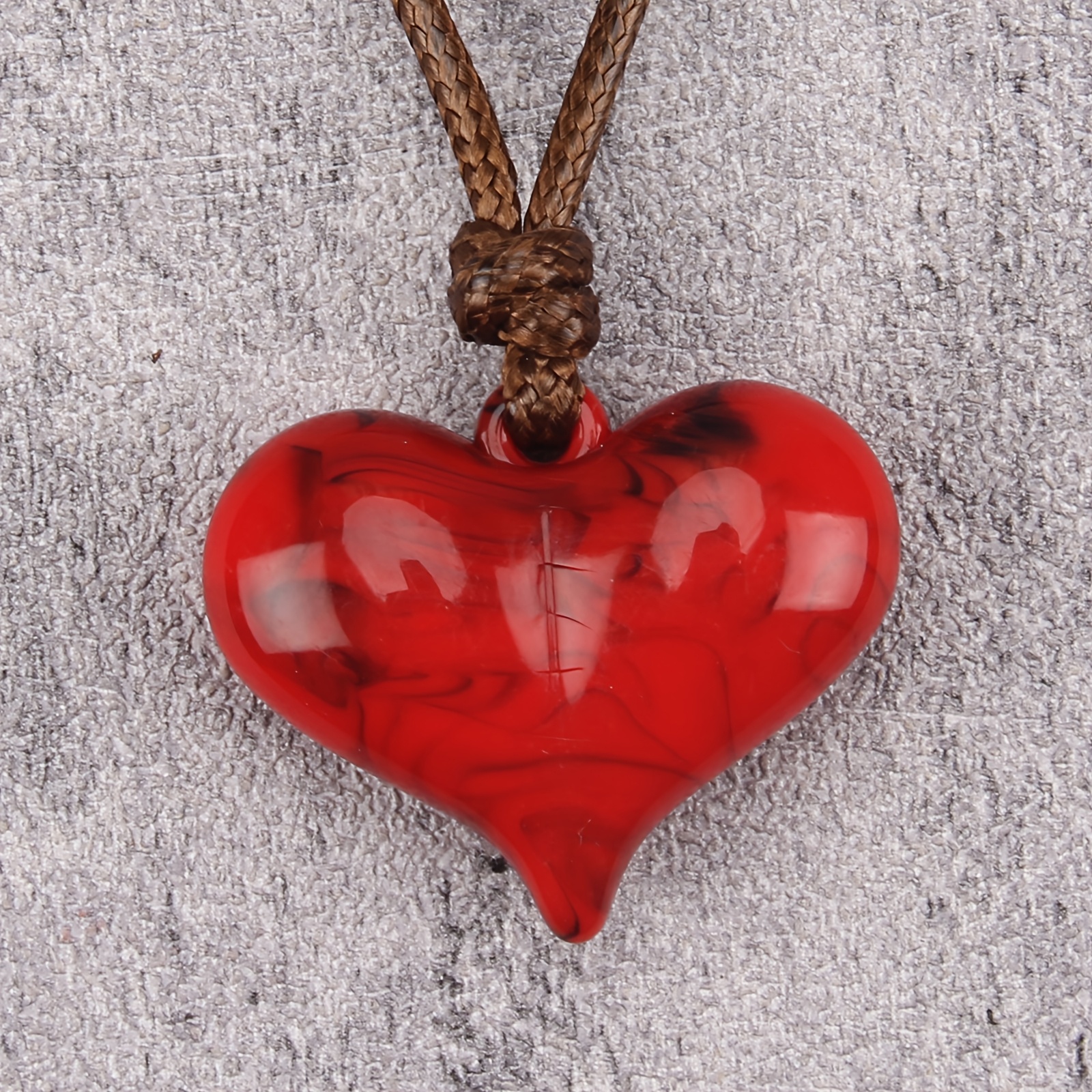 TEMU 1 Adjustable Vintage Heart Pendant Necklace | Unisex, Resin, Woven Rope Chain, Cute And Unique Atmosphere Accessory