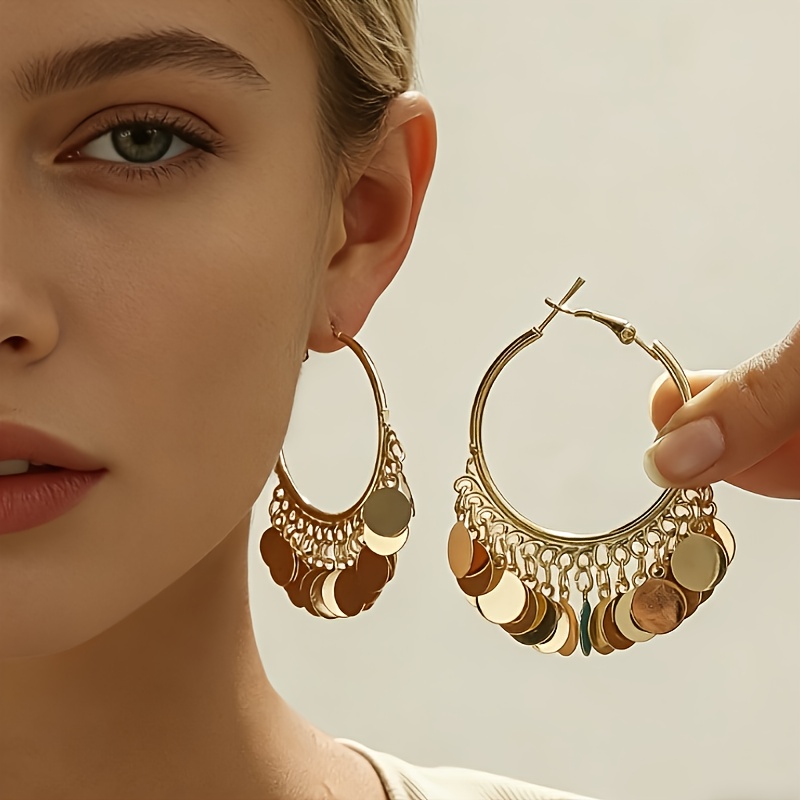 Women's Metallic Sequin Earrings — Elegant and Versatile
