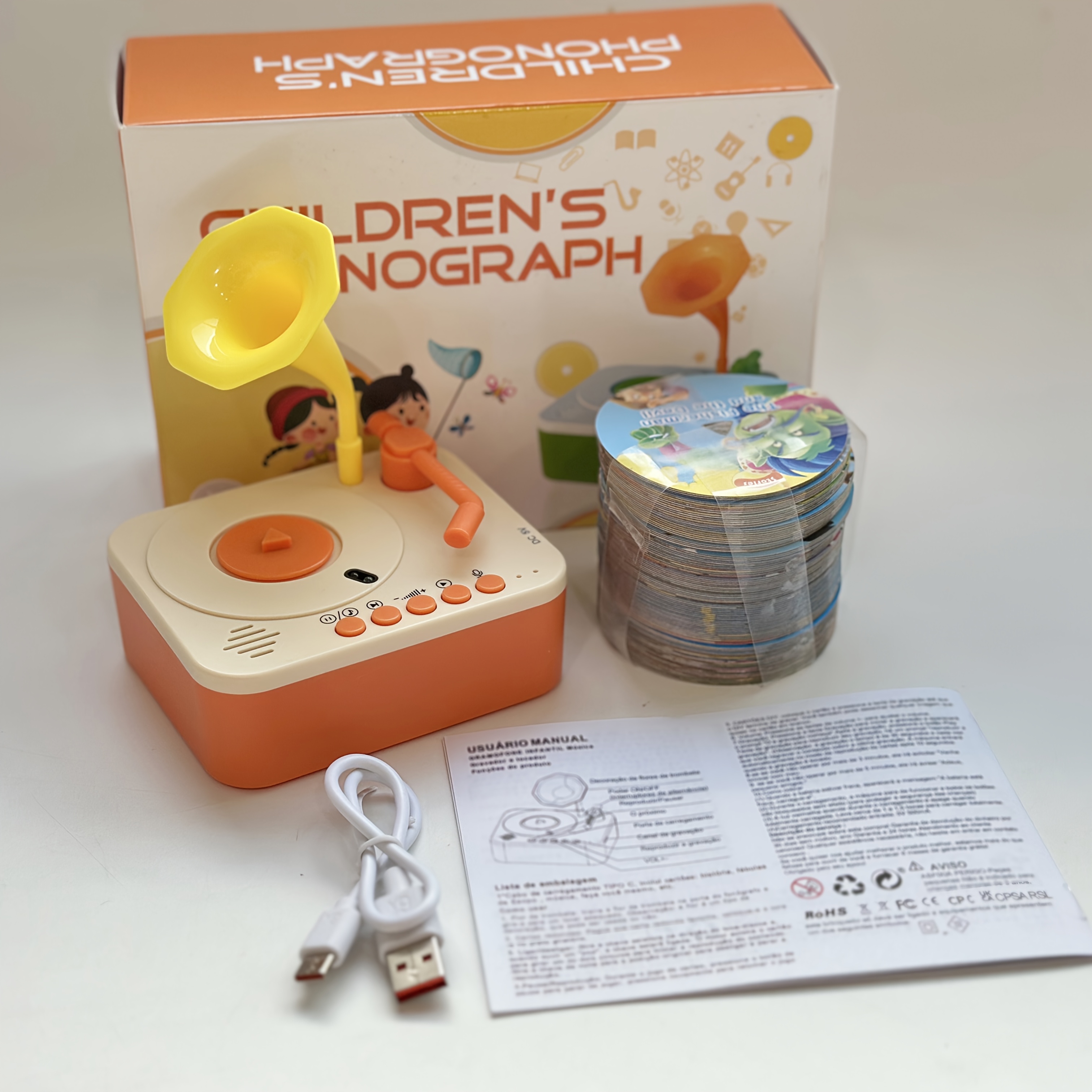 Phonograph Multifunctional Music Player with 96 Learning Cards