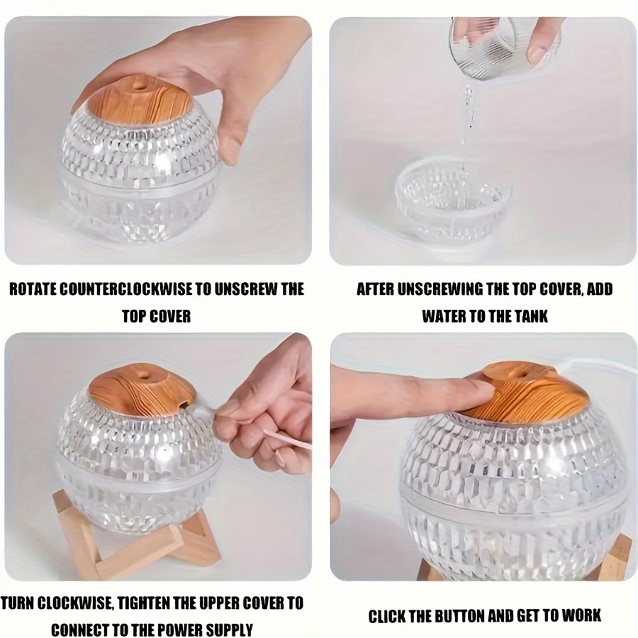 1pc light crystal ball usb humidifier colorful atmosphere night light sprayer silent 350ml ultrasonic large fog atomizer humidifier no battery usb powered do not add aromatherapy essential oils it will the light transmission effect of details 7