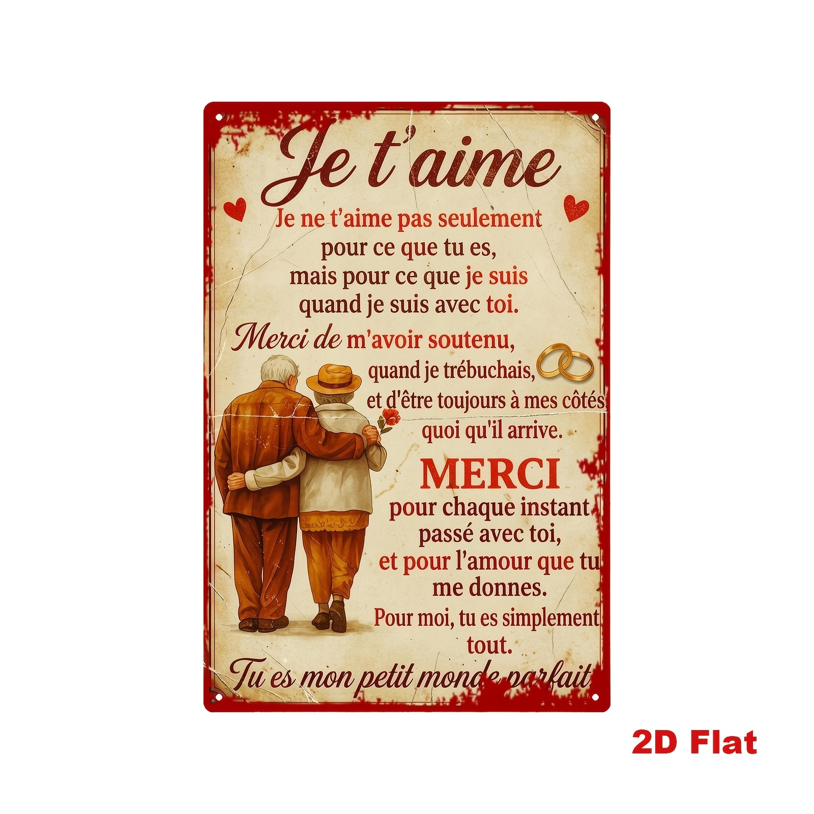 TEMU Plat 2D, 1 pièce, Panneau métallique français vintage, Silhouette de couple de personnes âgées amusant et plaque métallique pour cave à homme,