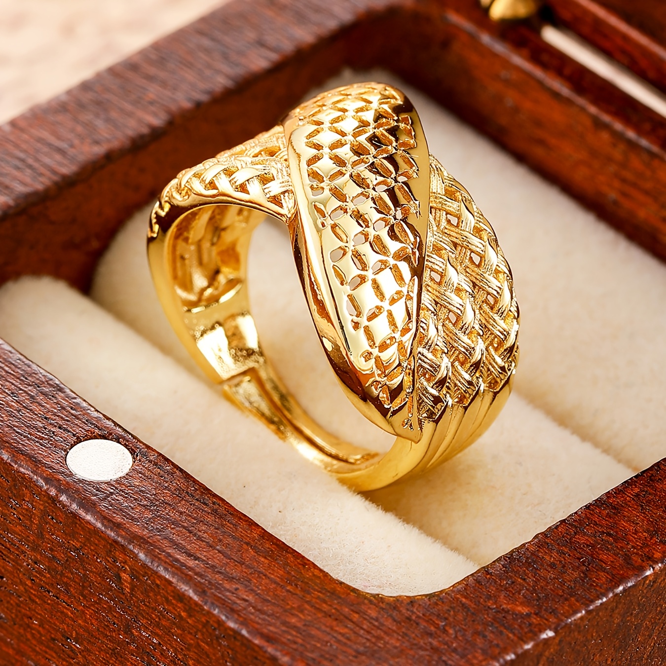 Delicate Minimalist Golden-Tone Open Ring for Women