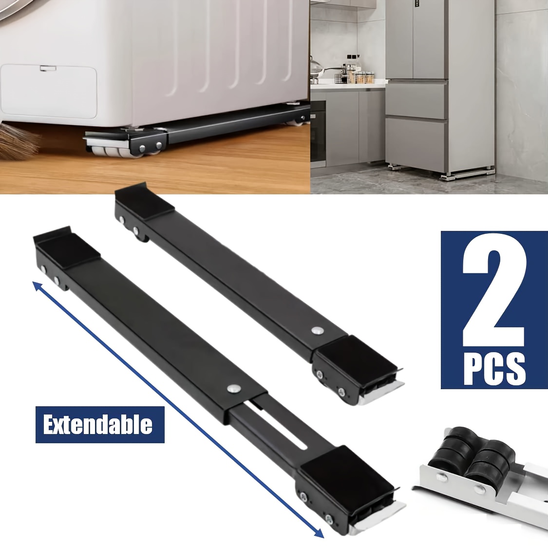 TEMU Heavy-duty Rollers For Moving Appliances. Features 360-degree Wheel Rotation. Extendable Mobile Stand For Washing Machines And Furniture, To