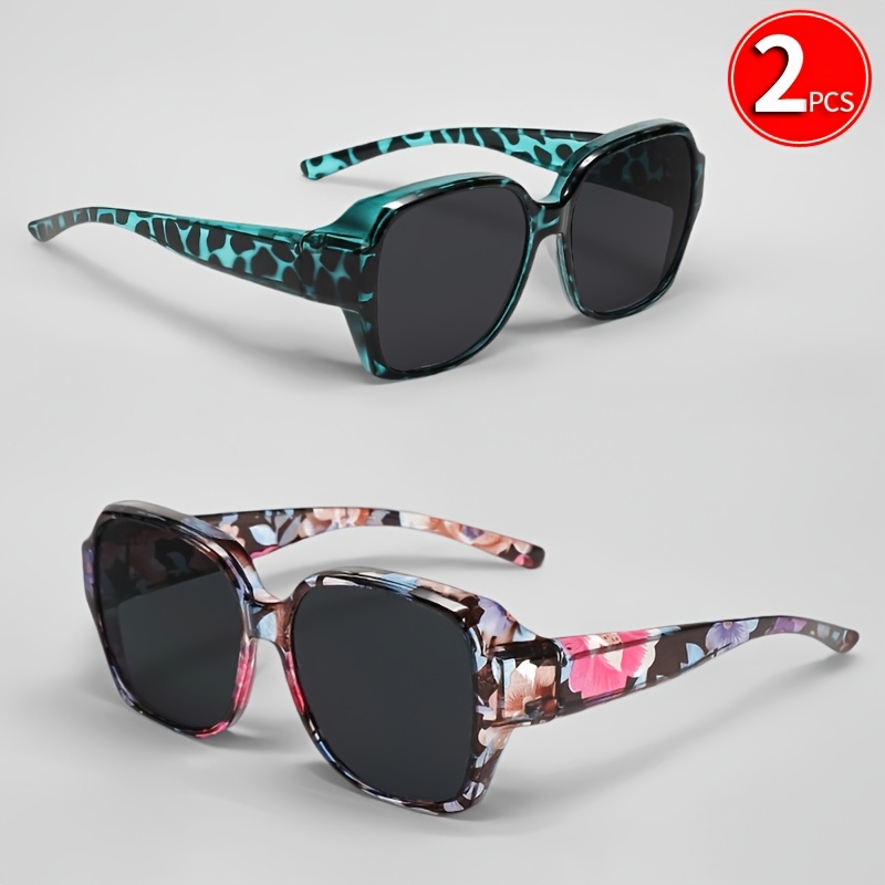 TEMU 2-pack Oversized Vintage Polarized Glasses Fit Over Fashion Glasses, For Men And Women, Perfect Daily Wear, Photo Props, And Gift For Birthday,