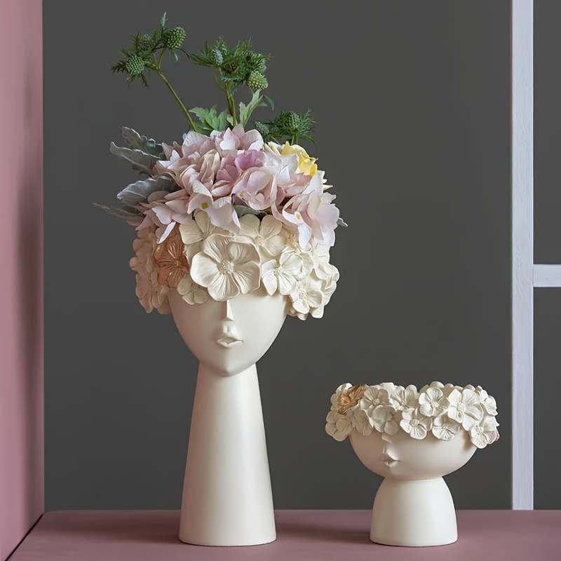 

1pc Abstract Portrait Vase, Resin Female Face Planter Flower Pot Silicone Molds, Modern Decorative Tabletop Storage Jar, Plaster Ornament Sculpture, Creative Home Decor