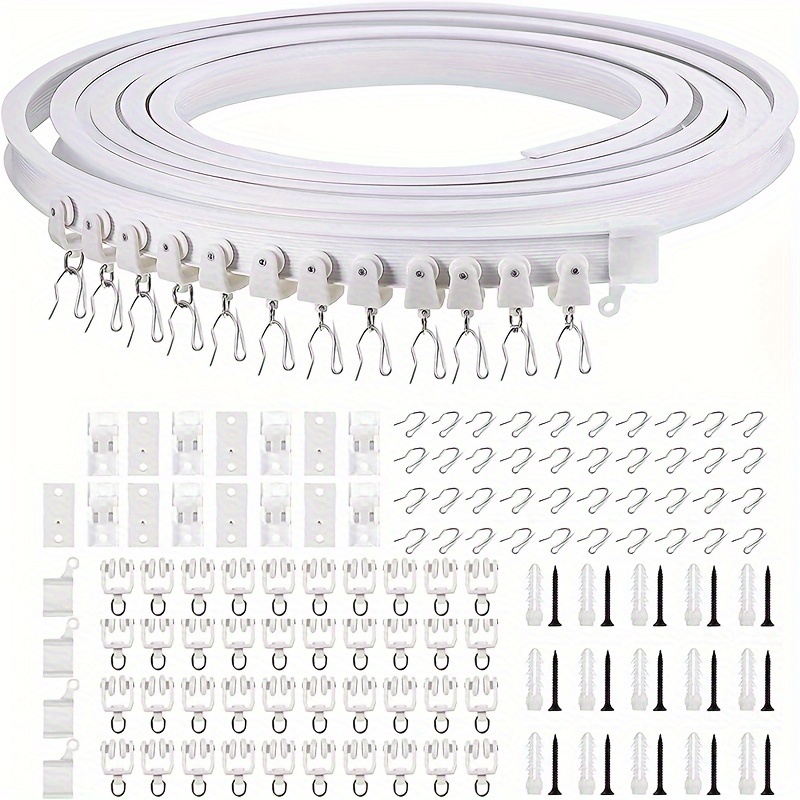 

150pcs 5m Flexible Ceiling Curtain Track Set With Hooks - , No Power Needed, Home Decor & Room Dividers