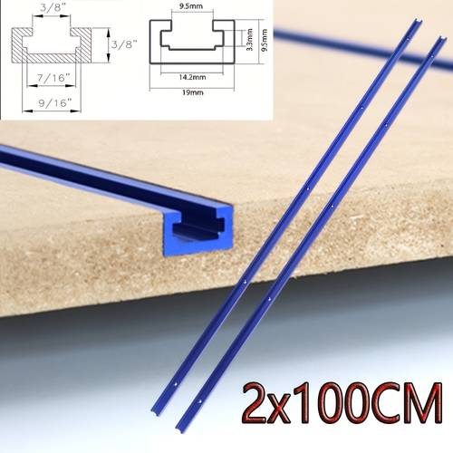 2pcs 100cm woodworking chute rail 19x9 5mm t track t slot miter track jig t screw fixture slot table saw router table diy tools