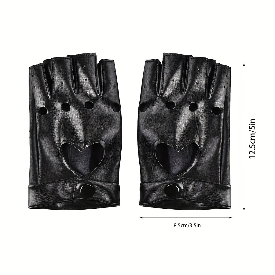 Guantes Sin Dedos De Cuero Sintético | 2 Pares (Negro Y Rojo) | Estilo Punk Para Hombres Y Mujeres
