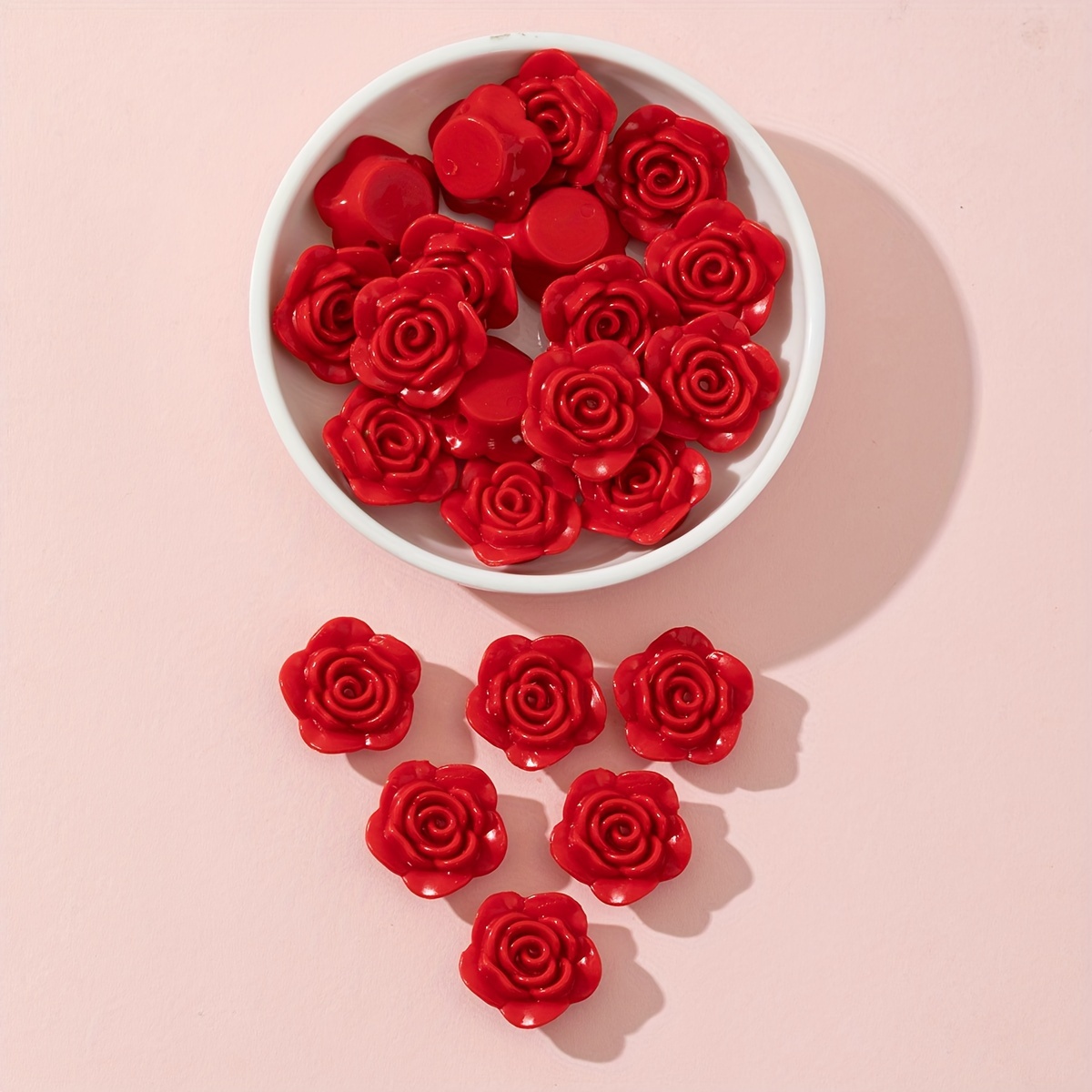 20 Multicolor Solid Rose Bead Accessories