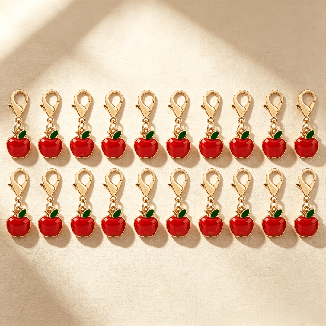 TEMU 20pcs Cute Red Keychains - Cartoon Fruit Pendants With Lobster Clasps - Team Appreciation Gifts - Thank You For Helping Me Grow - Gift Tags -